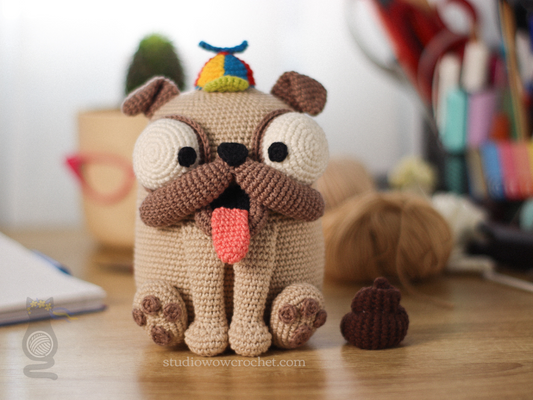 Häkelanleitung Entzückender frecher Mops mit Bonus-Kack-Überraschung – DIY-Amigurumi-Spielzeug-Tutorial / Sofortiger Download
