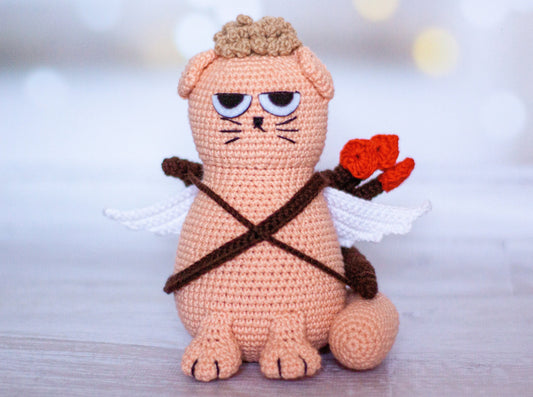 Patrones de crochet regalo San Valentín amigurumi Gato Cupido PDF / Tutorial Descarga Instantánea