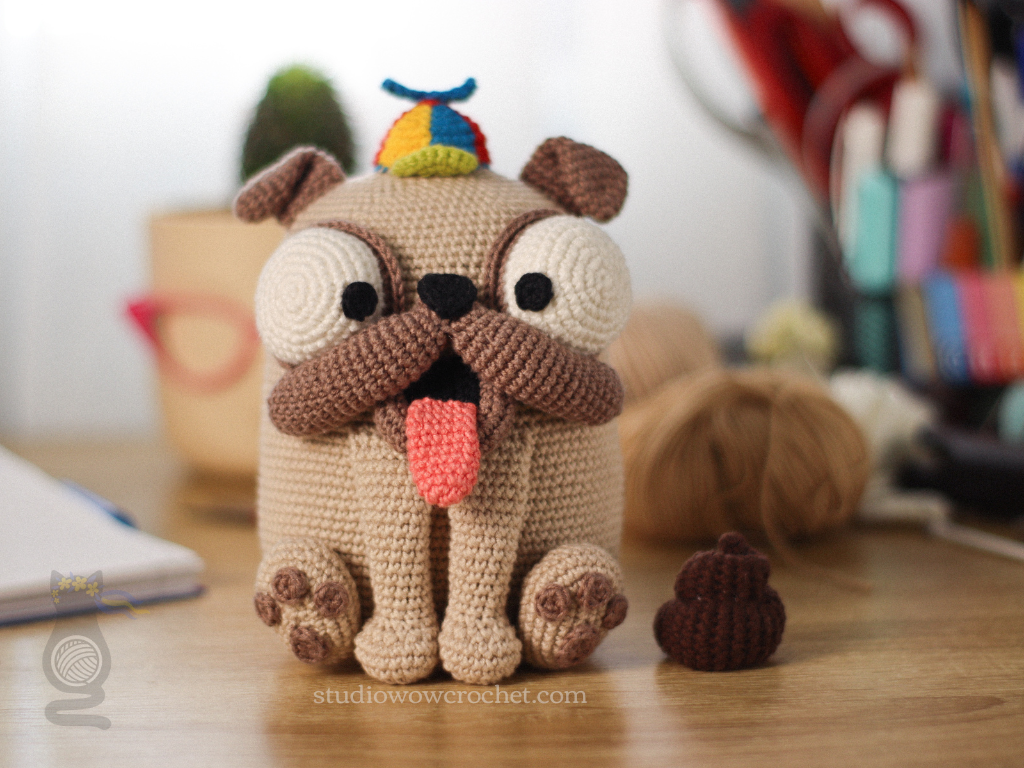 Crochet Pattern Adorable Naughty Pug with Bonus Poop Surprise - DIY Amigurumi Toy Tutorial / Instant Download