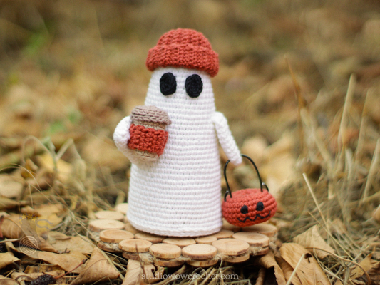 Crochet Pattern Halloween Ghost with Pumpkin Basket and Coffee Cup – Fall Decor & Amigurumi Gift PDF / Instant Download tutorial