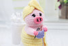 Crochet Me-Time Piggy Pattern Amigurumi Cute Pig in Towel Handmade Plush Bathroom Decor Funny Gift Holder for Her Relaxing Spa Toy DIY Idea