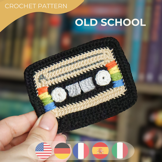 Crochet 3D Cassette Pattern - Retro Music Tape Keychain DIY - Digital Download PDF Tutorial for Amigurumi Fans and Vintage Music Lovers