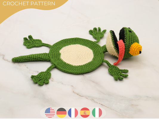 Crochet Pattern Coaster Splat Lizard Funny Handmade Design for Mug or Cup Decor – Cute Green Animal Shaped Cotton Tabletop Gift Idea