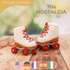 Vintage Roller Skates Crochet Pattern, Retro Quad Skates PDF, 70s Disco Roller Derby Tutorial, Car Mirror Hanging Charm, Nostalgic Gift DIY
