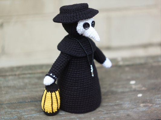 Crochet patterns amigurumi Plague Doctor + Candlestick lamp PDF / Instant Download tutorial