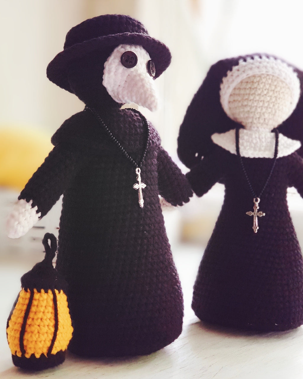 Crochet patterns Pandemic couple: Plague Doctor Nun Doll PDF