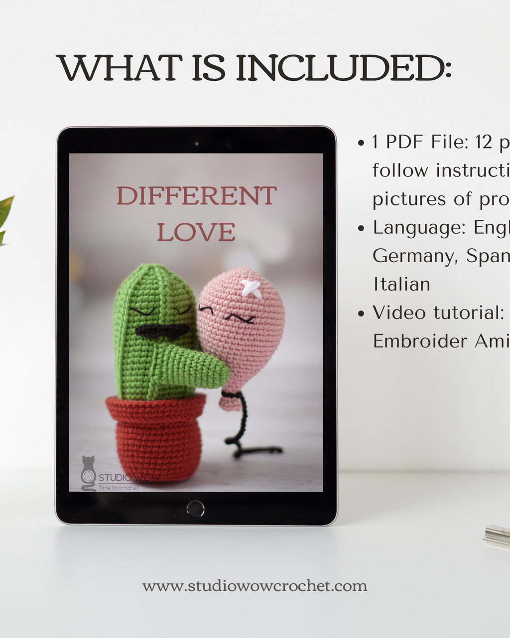 Häkelanleitungen für Valentinstag-Amigurumi. Verschiedene Lieben: Kakt –  Studio WOW