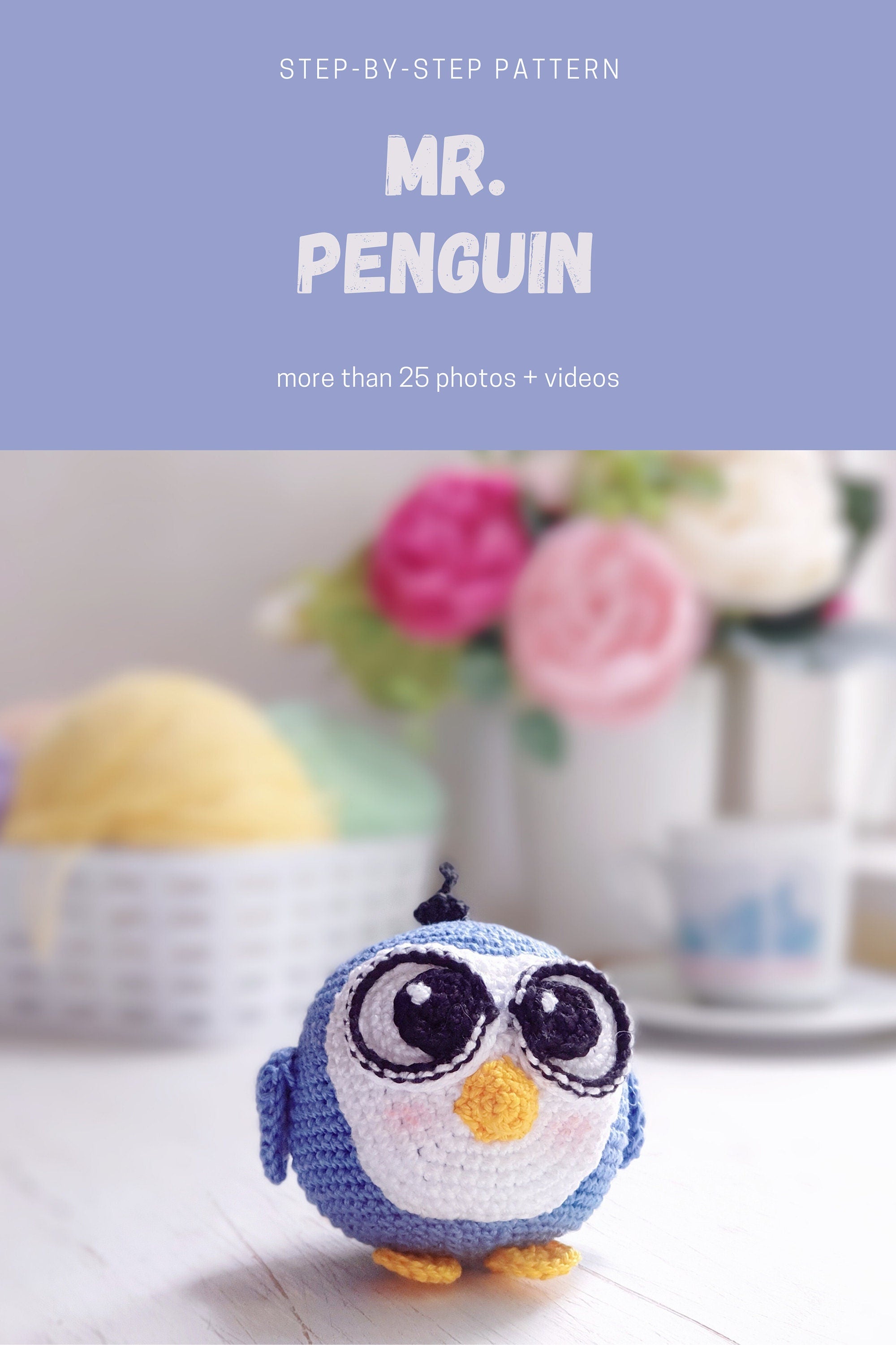 Patrón de crochet Mr Penguin PDF / Tutorial Descarga Instantánea